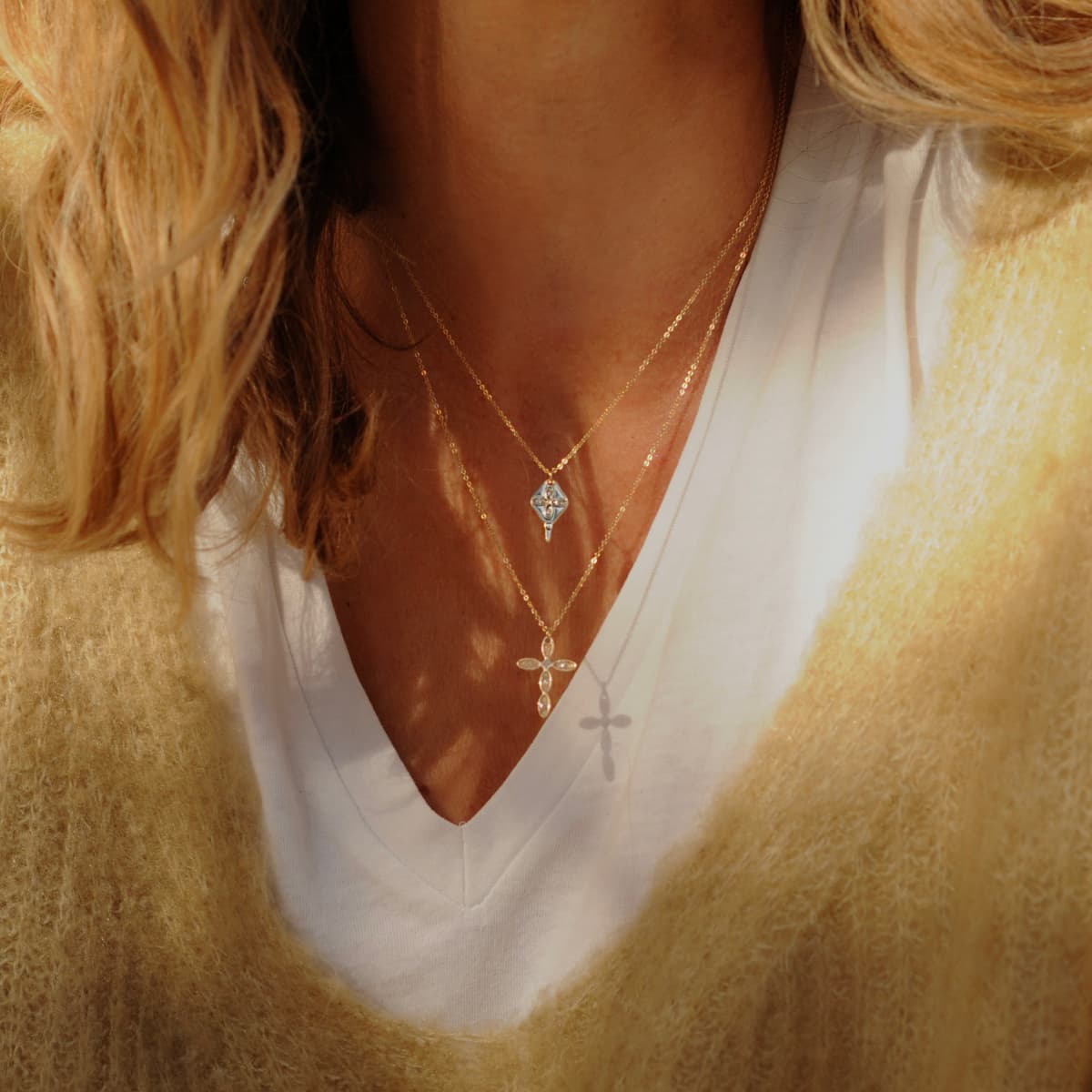 Collier Ekla  croix du sud email argent