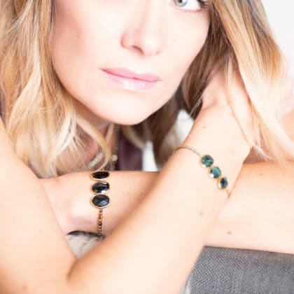 bracelet femme Louisette trio Hypersthéne porté
