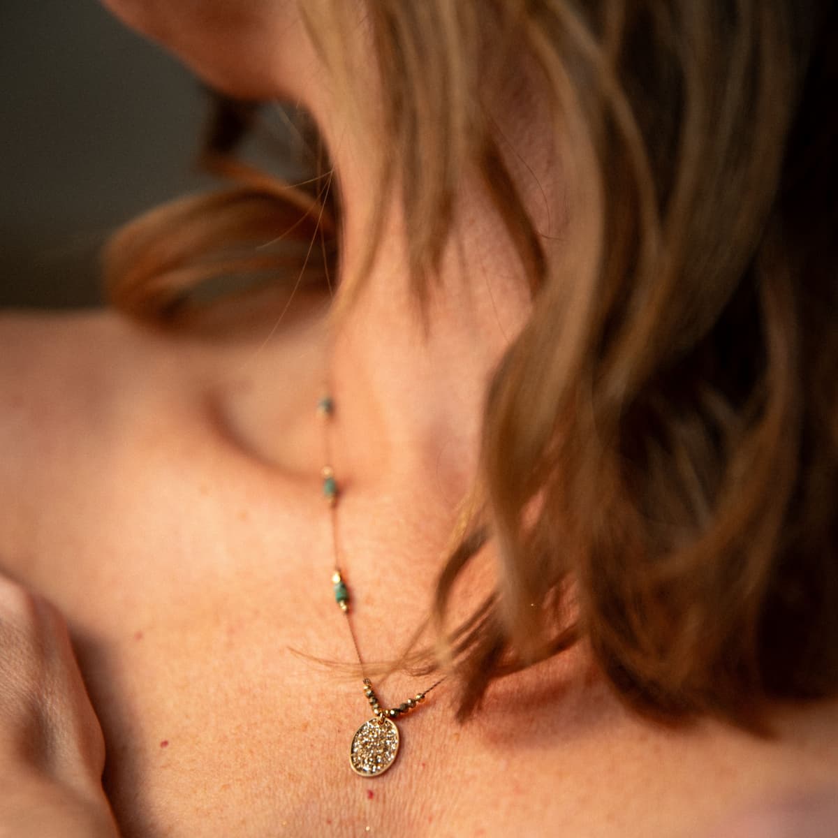 Collier Anna Turquoise galet