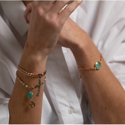 bracelet femme Angèle amazonite porté