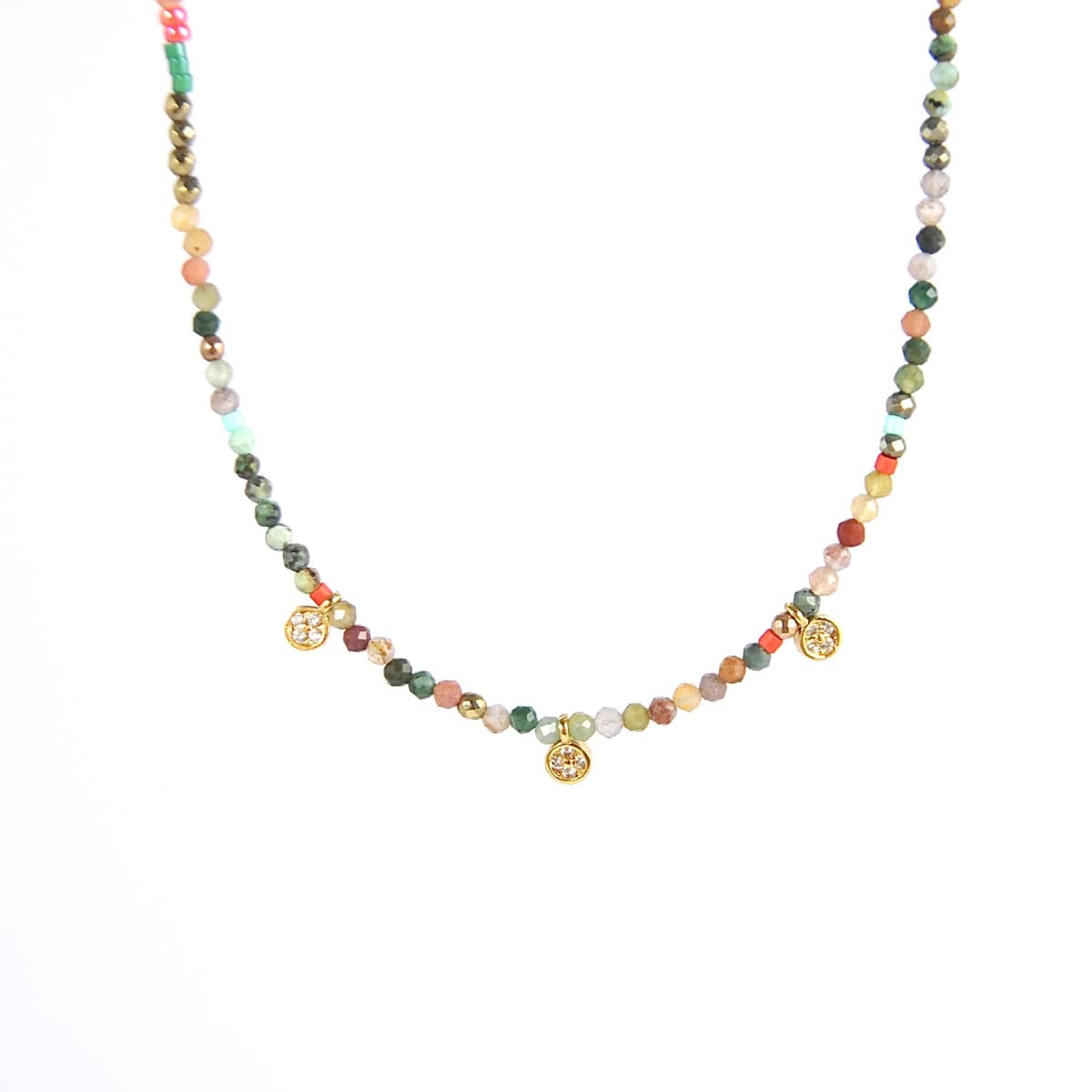 collier femme Alma 3 strass gros plan